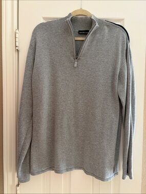 DKNY Jeans Light Gray Half-Zip Men's Sweater